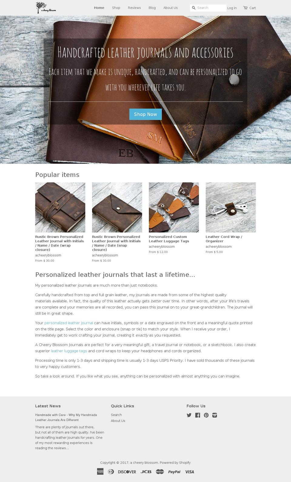 acheeryblossom.com shopify website screenshot