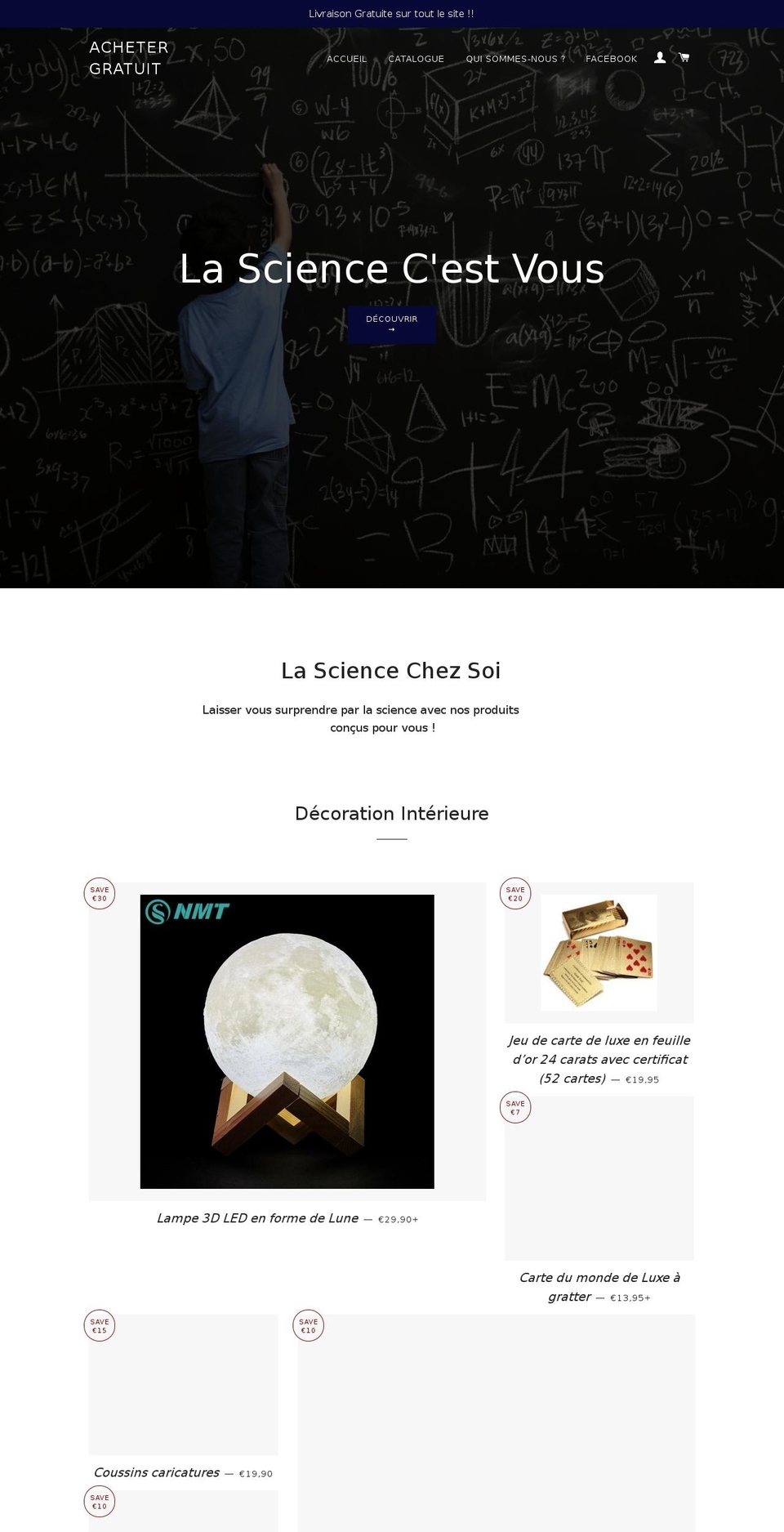acheter-gratuit.com — Shopify storefront screenshot