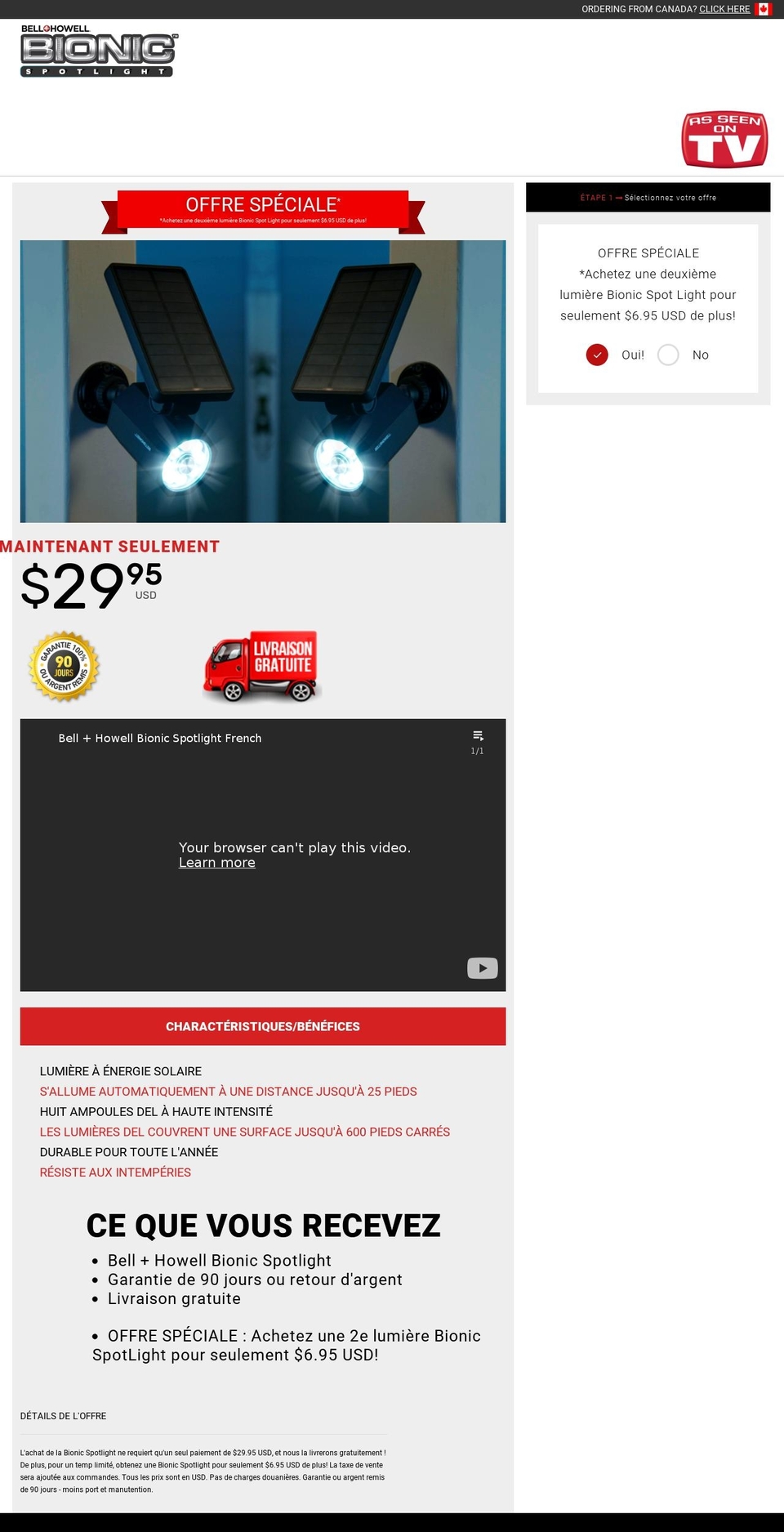 acheterbionicspotlight.ca shopify website screenshot