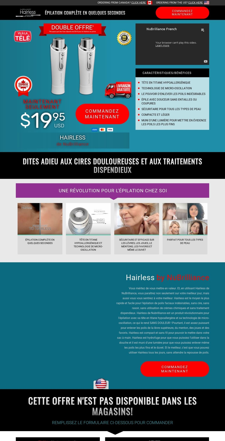 acheterhairless.ca shopify website screenshot