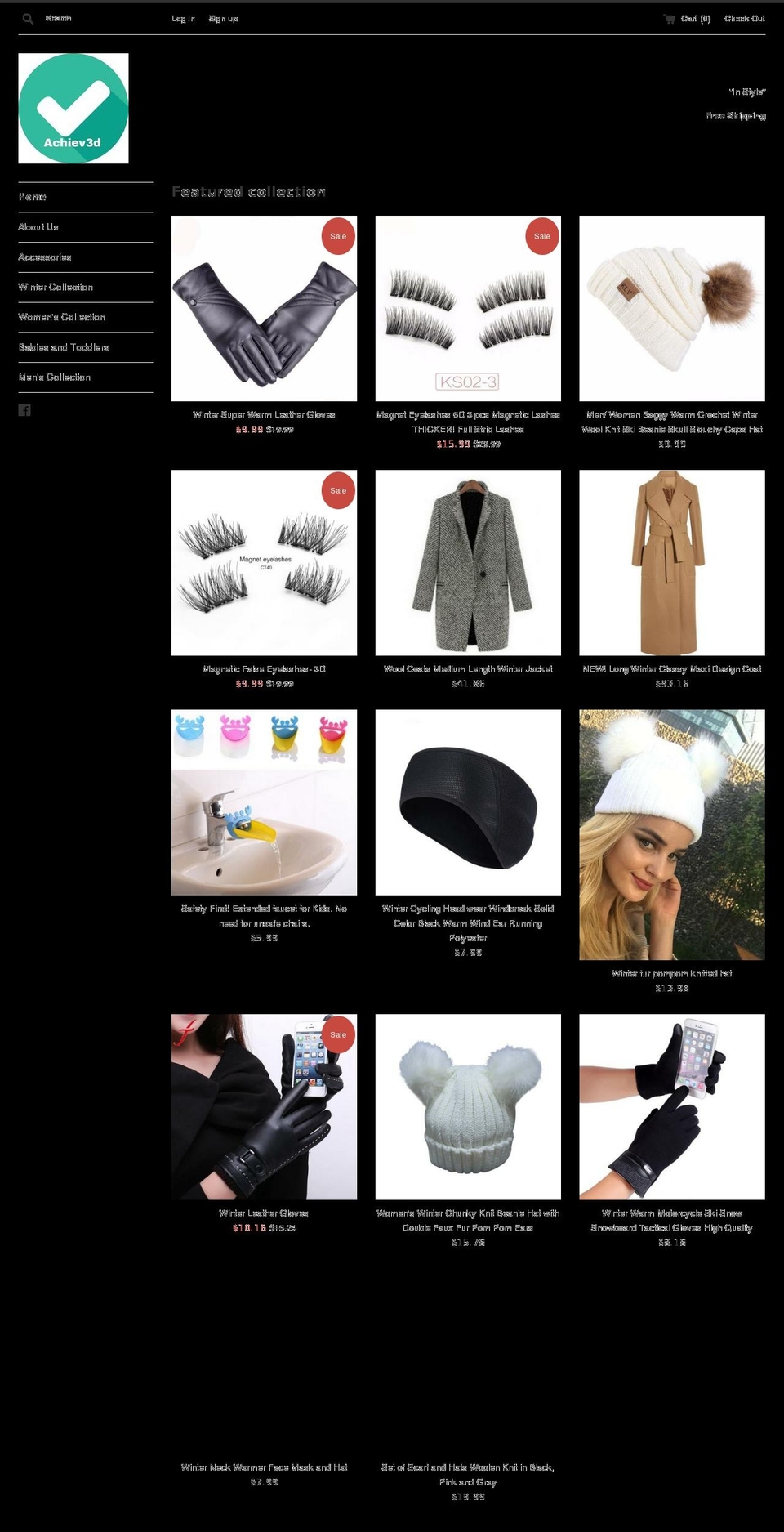 achiev3d.com — Shopify storefront screenshot