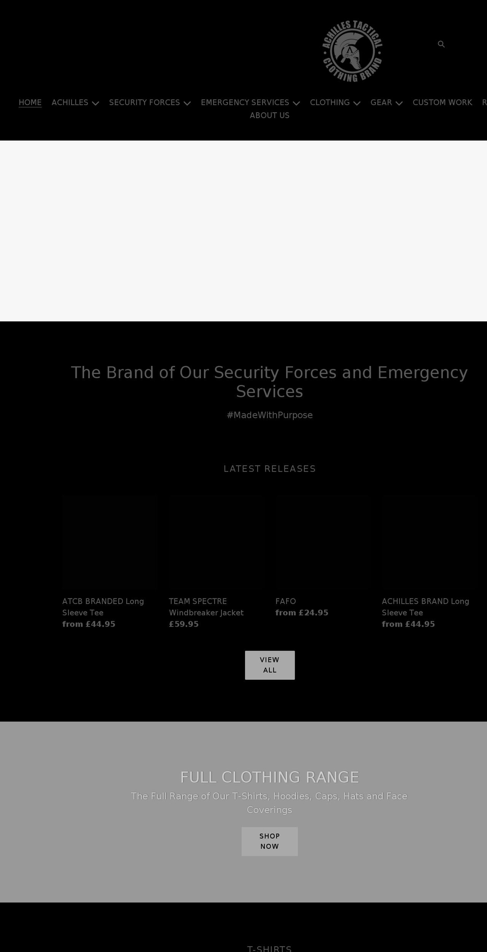 achillestactical.com shopify website screenshot