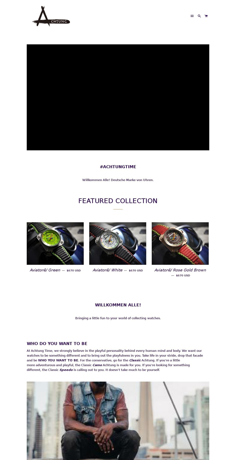 achtungtime.com shopify website screenshot