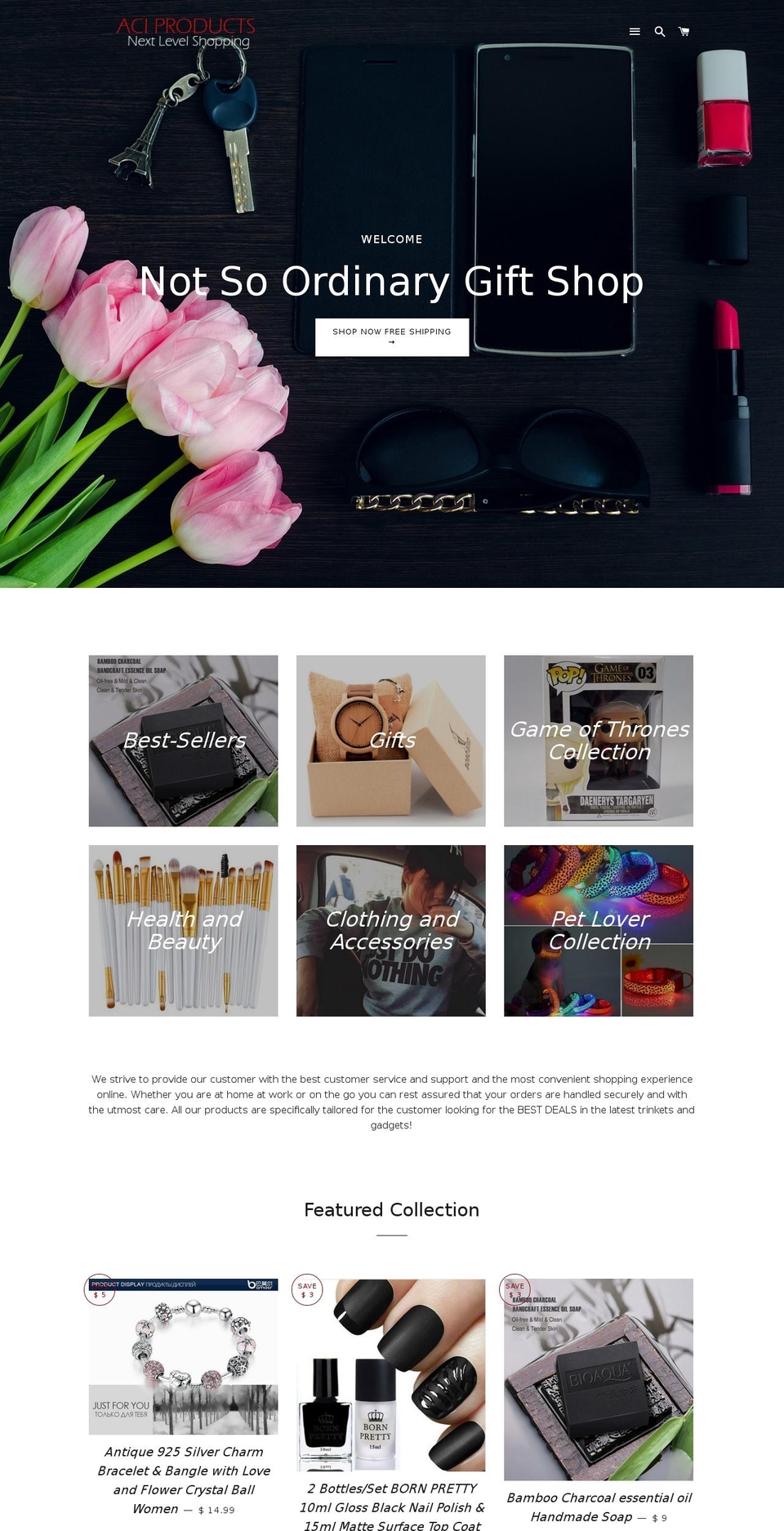 aci-products.com — Shopify storefront screenshot