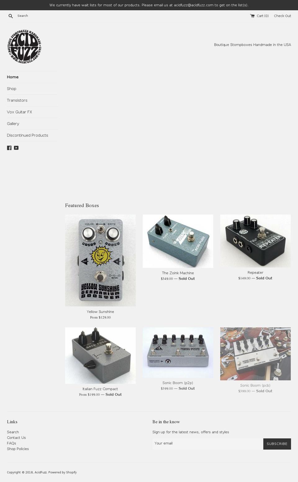 acidfuzz.com shopify website screenshot