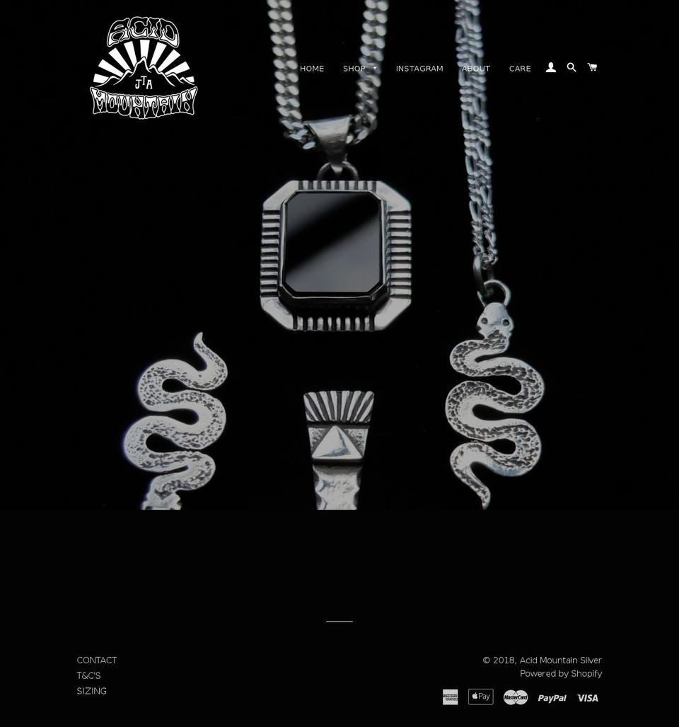 acidmountainsilver.com shopify website screenshot