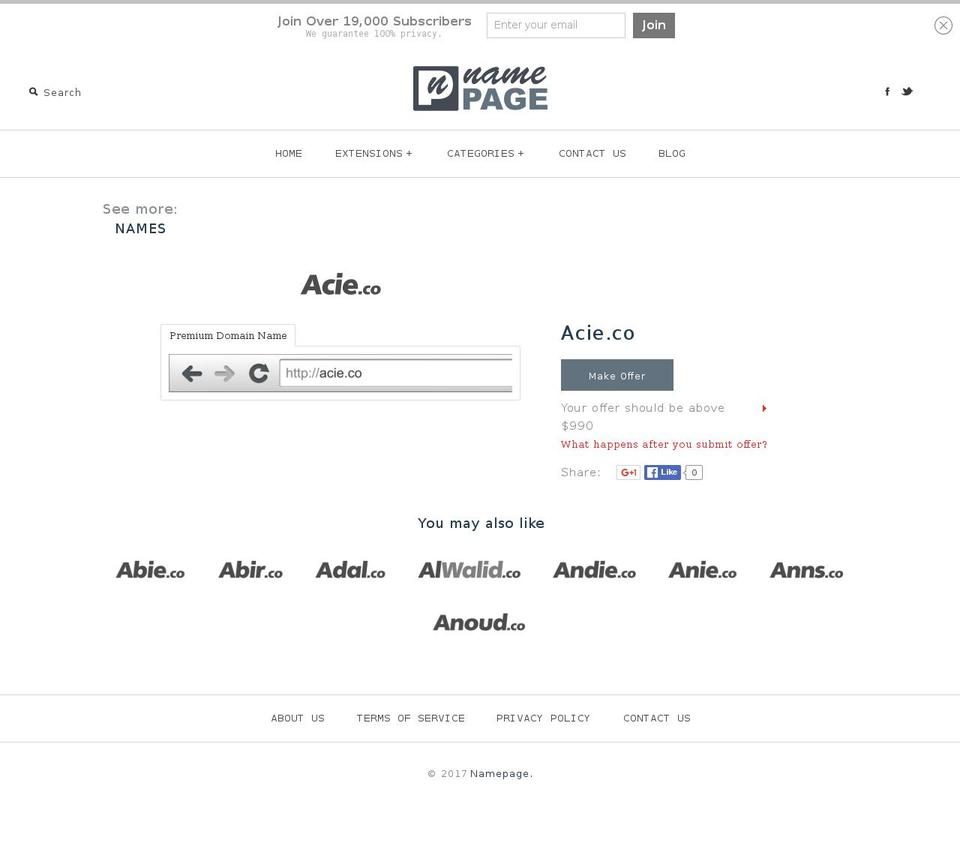 acie.co shopify website screenshot