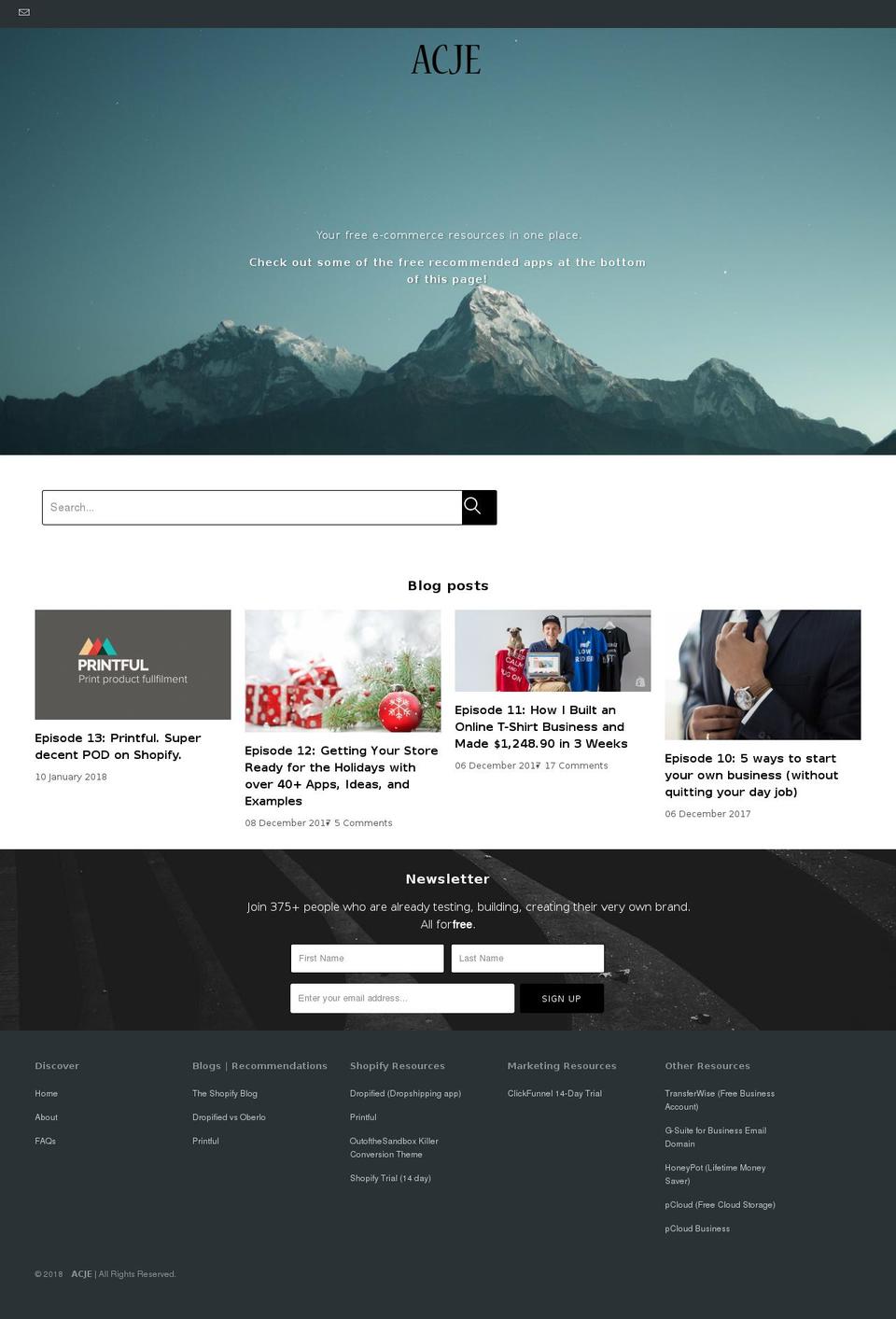 acje.co shopify website screenshot