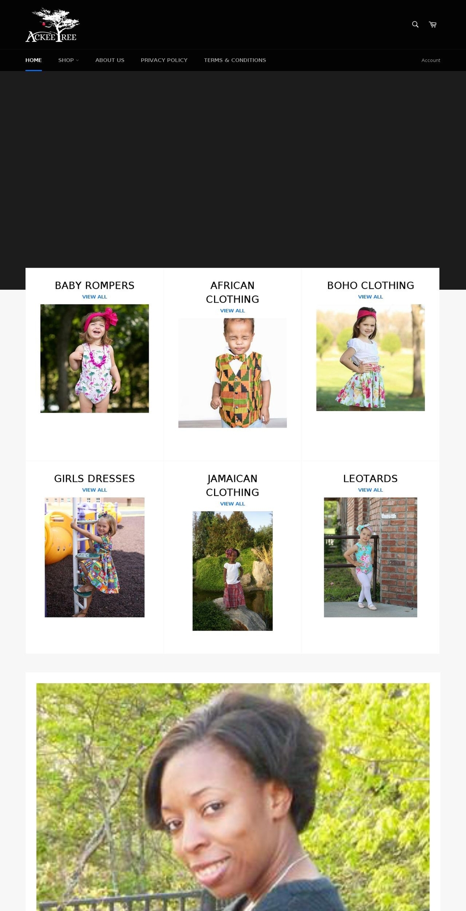 ackeetreeclothing.com — Shopify storefront screenshot