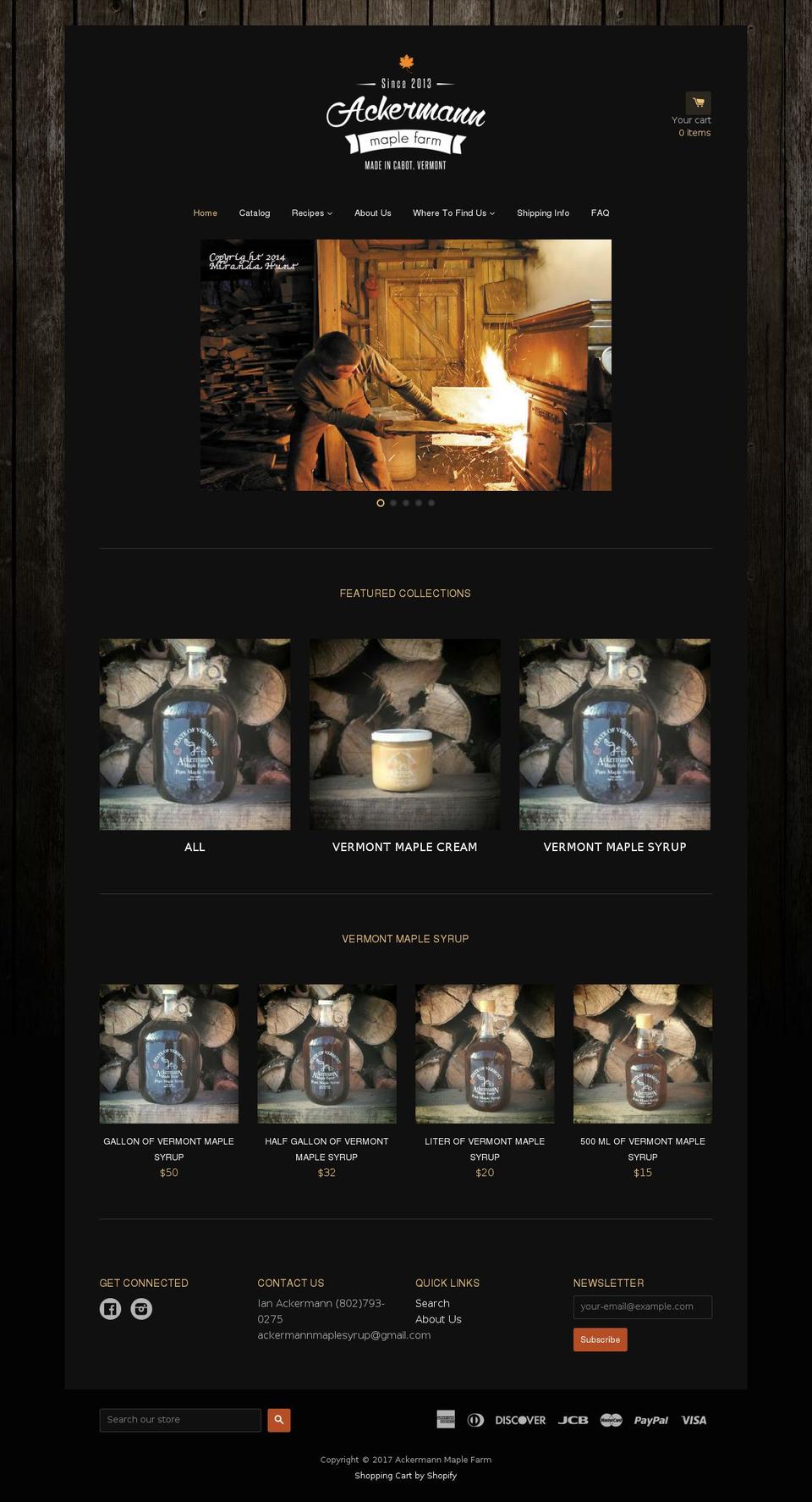 ackermannmaplefarm.com shopify website screenshot