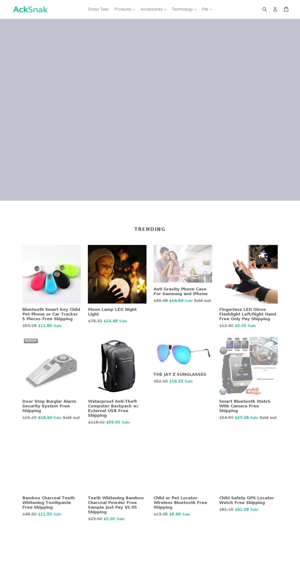 acksnak.com shopify website screenshot