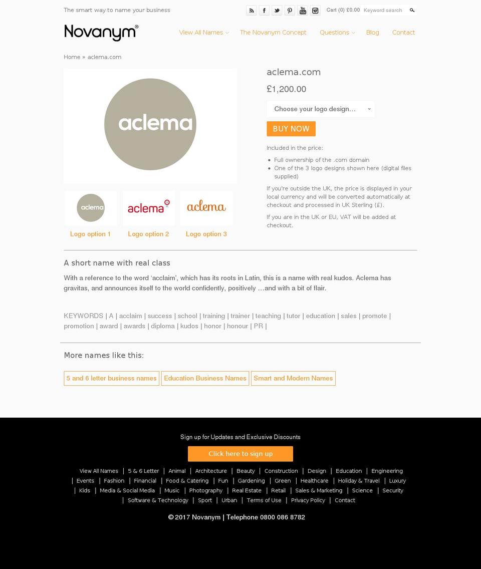 aclema.com shopify website screenshot