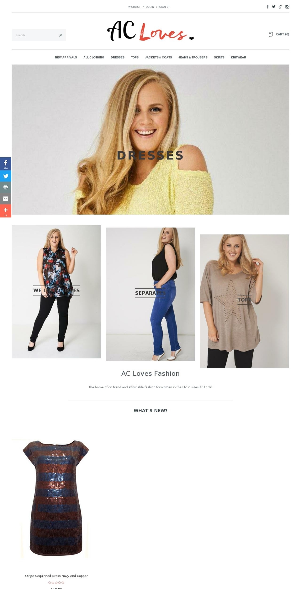 Avenue Shopify theme site example acloves.co.uk