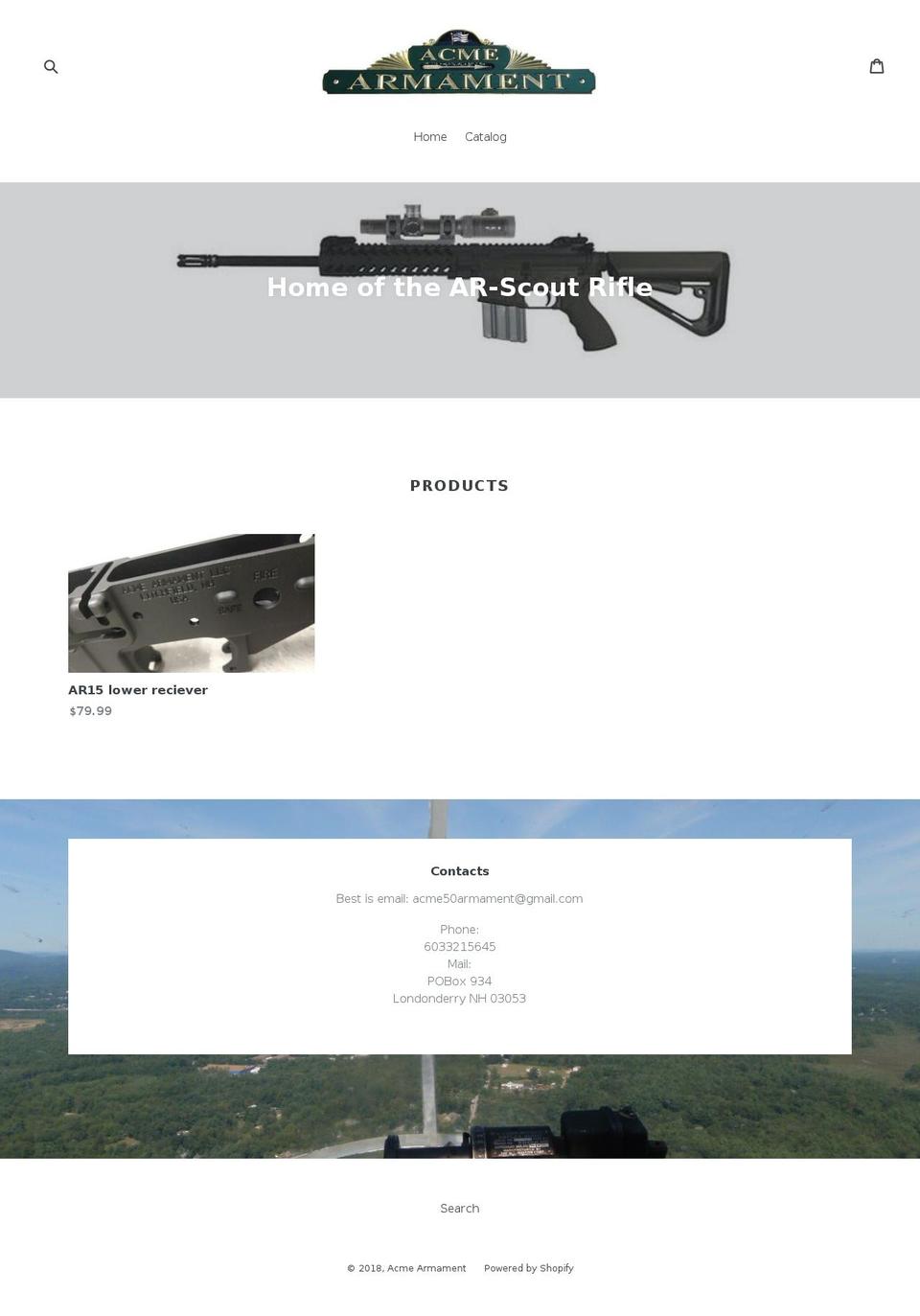 acmearmament.com shopify website screenshot