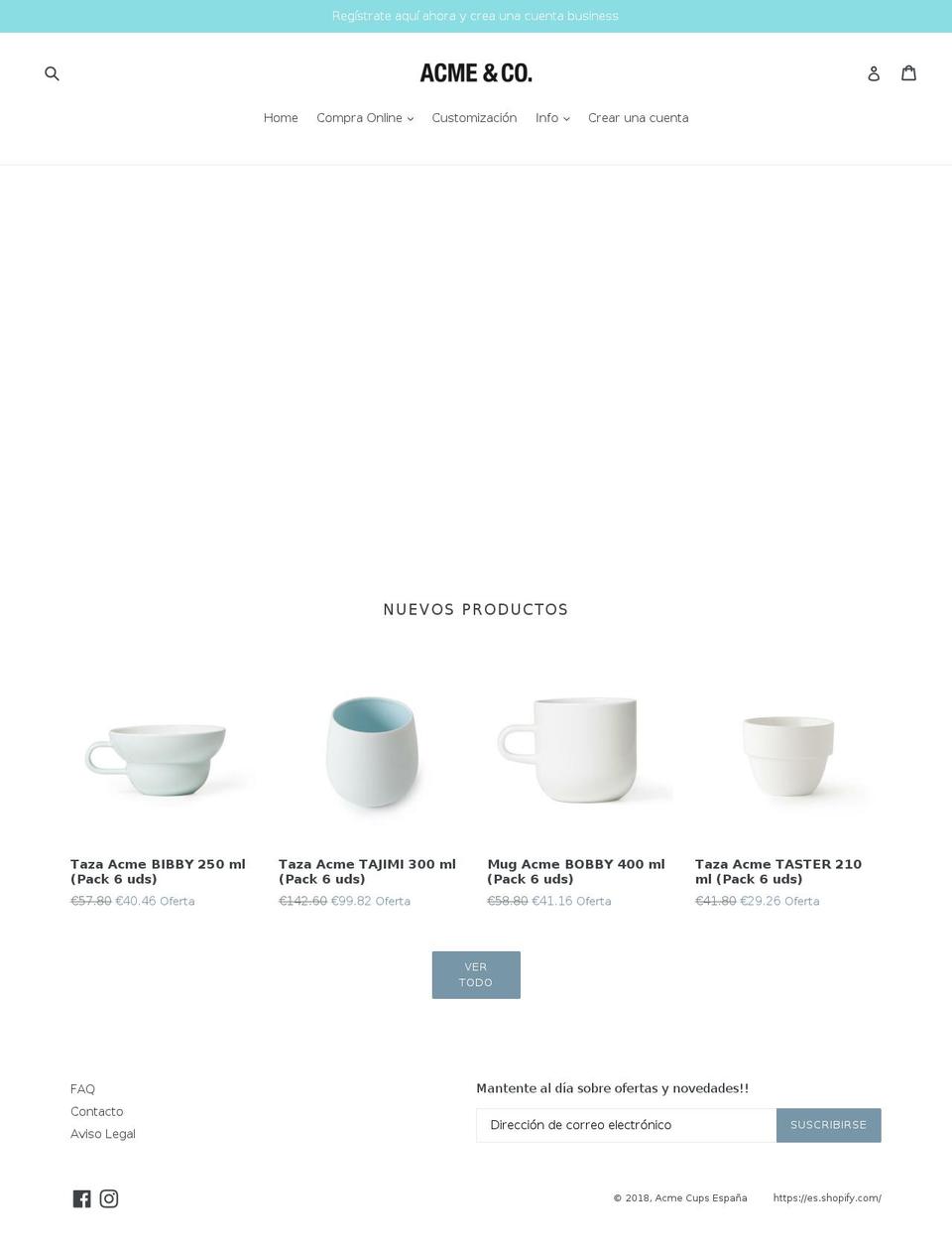 acmecups.es shopify website screenshot