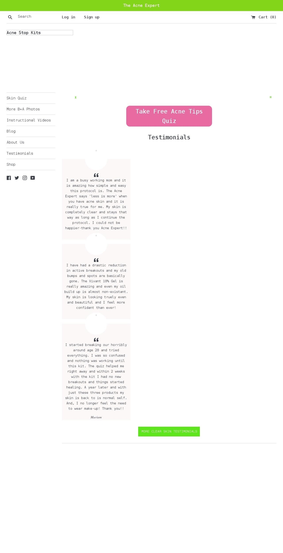 acnestopkits.com shopify website screenshot