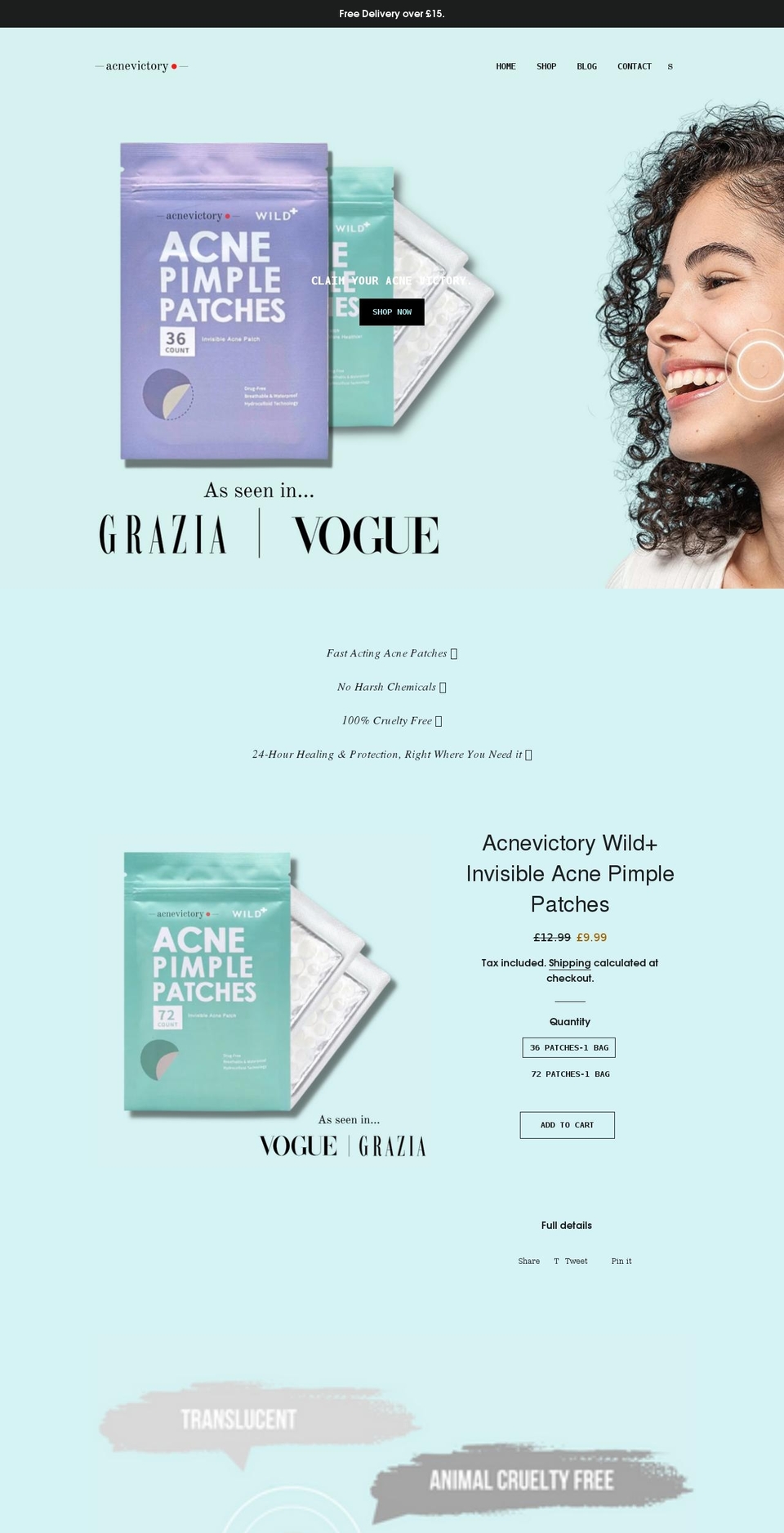 acnevictory.com shopify website screenshot