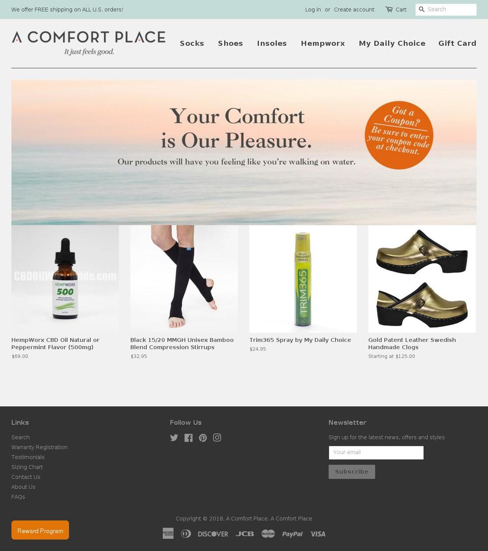 acomfortplace.com shopify website screenshot