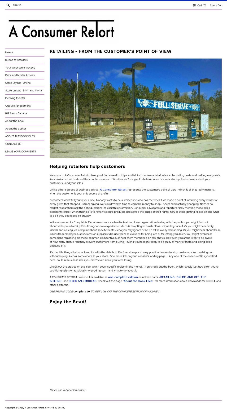 aconsumerretort.com — Shopify storefront screenshot