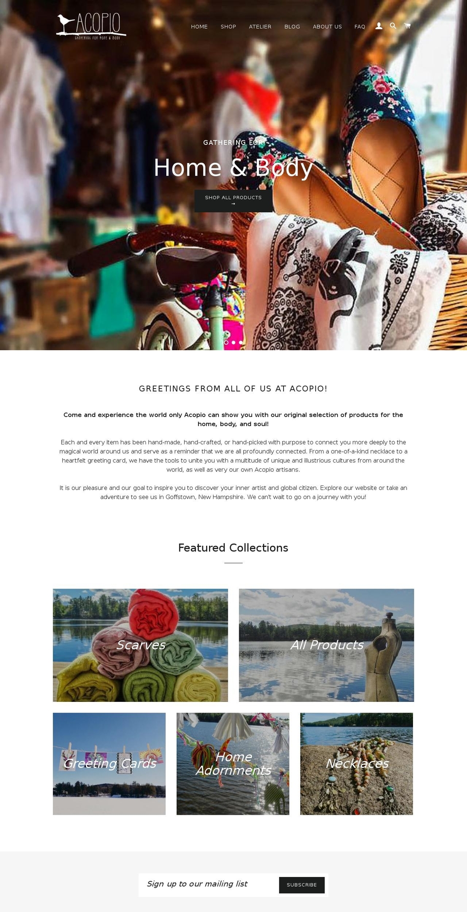 acopiogoods.com shopify website screenshot