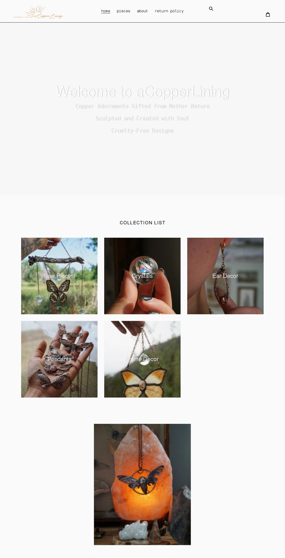 acopperlining.com shopify website screenshot