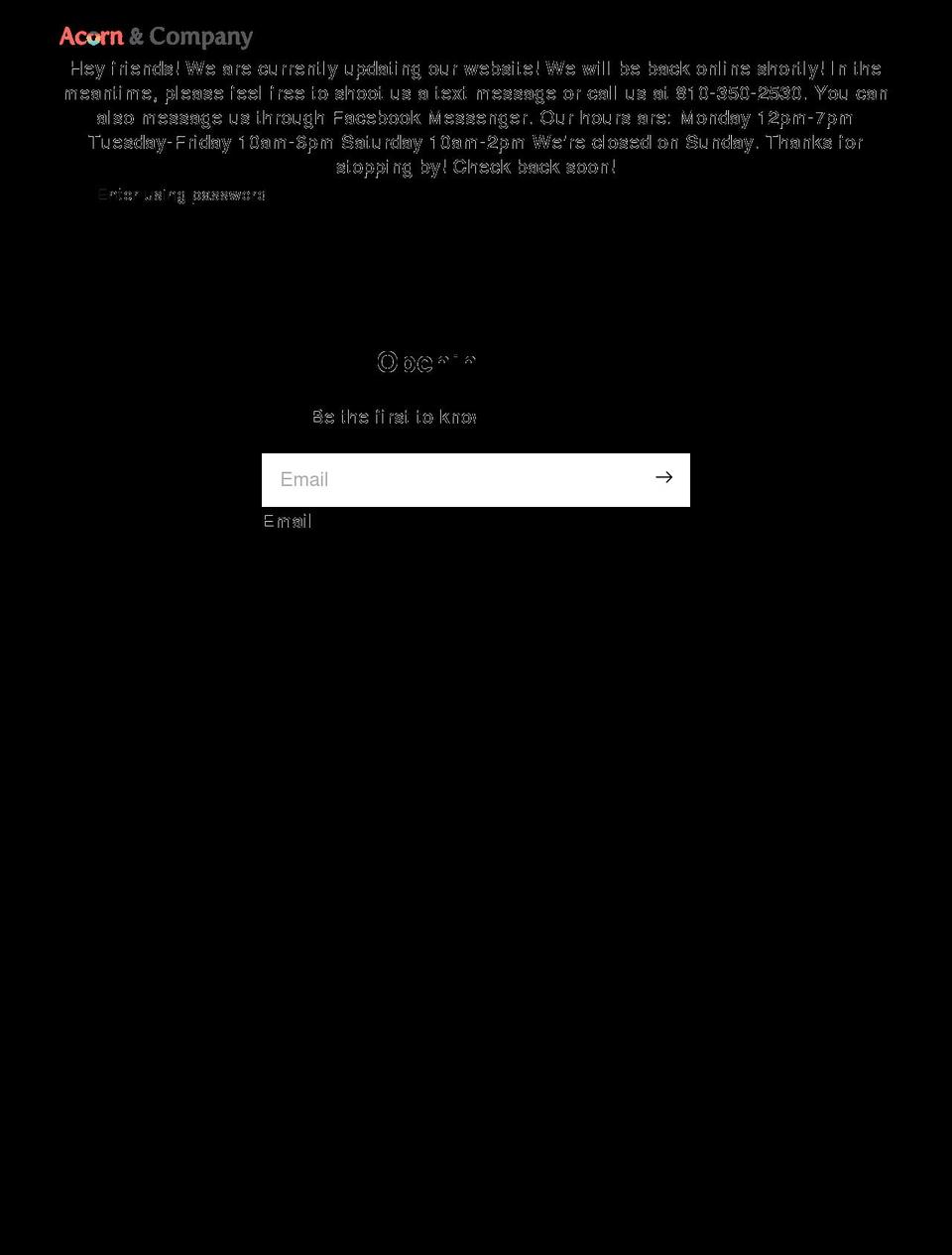 acornandcompany.com shopify website screenshot