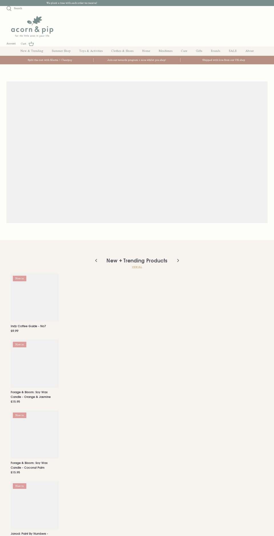 acornandpip.com shopify website screenshot