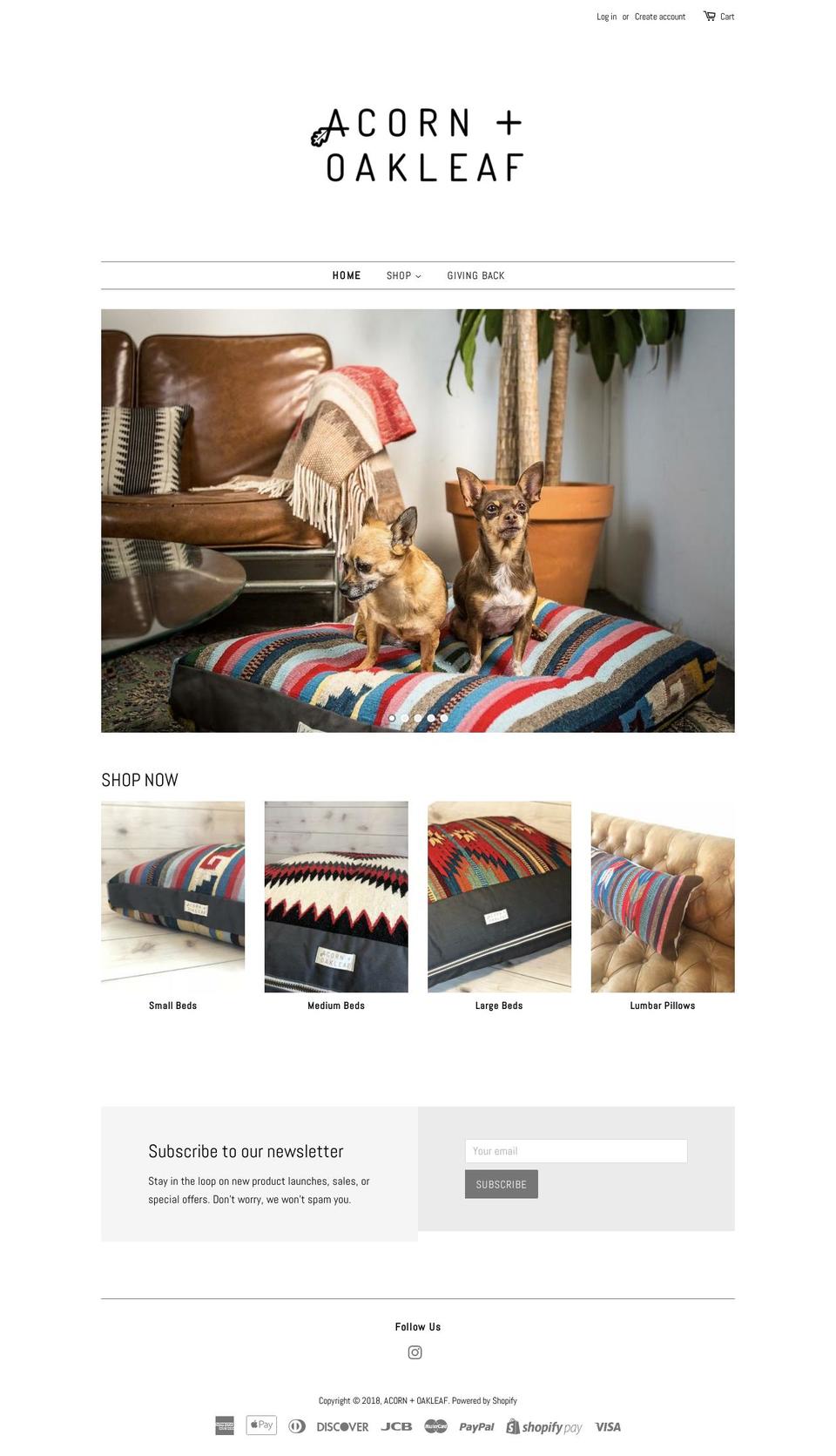 acornoakleaf.com — Shopify storefront screenshot