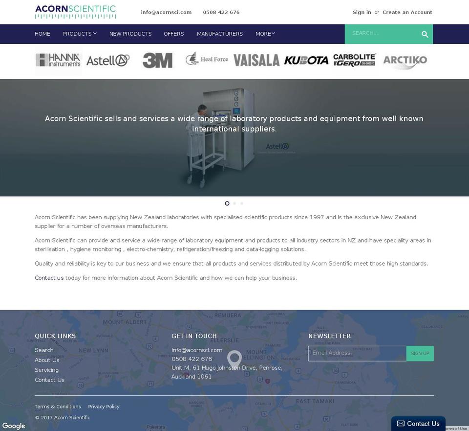 acornsci.co.nz shopify website screenshot