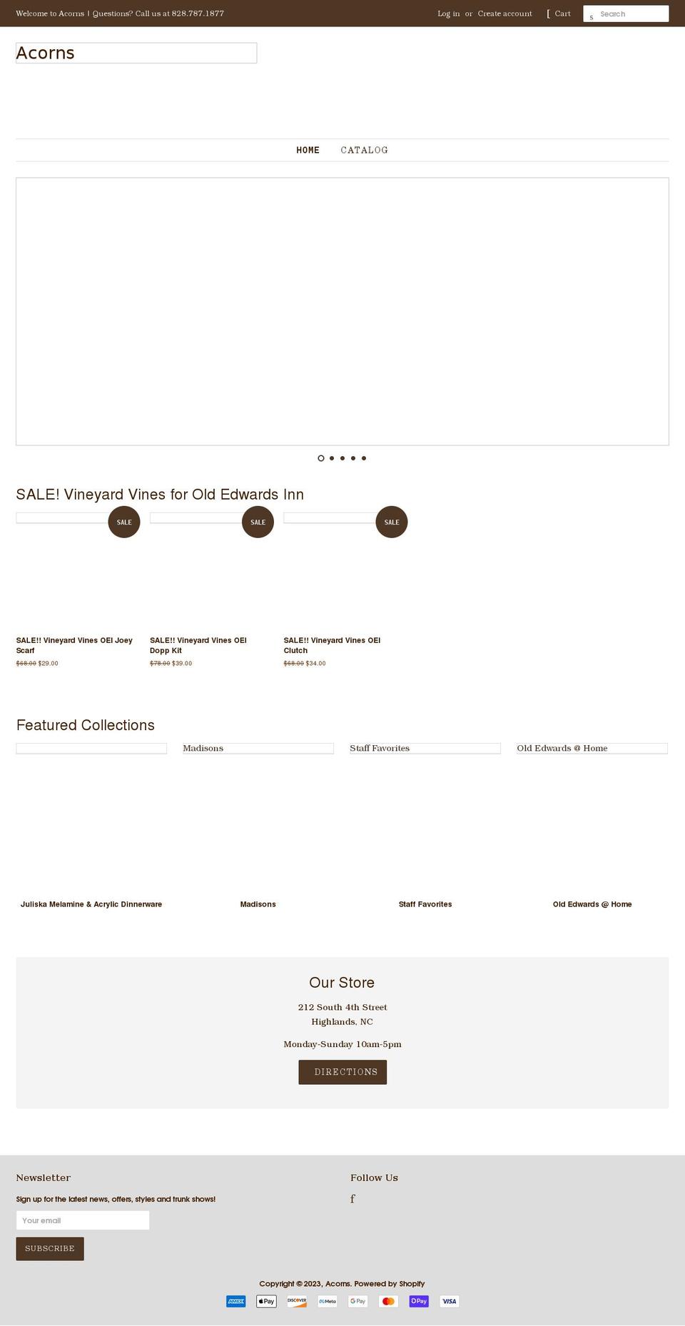 acornshighlandsnc.com shopify website screenshot