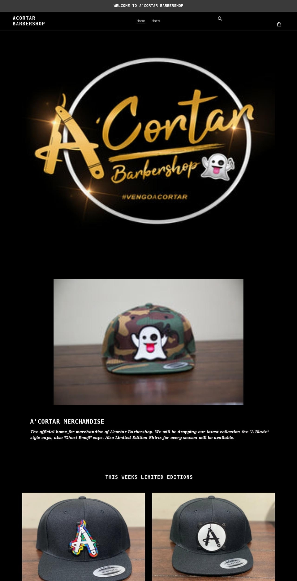 acortarbarbershop.com shopify website screenshot