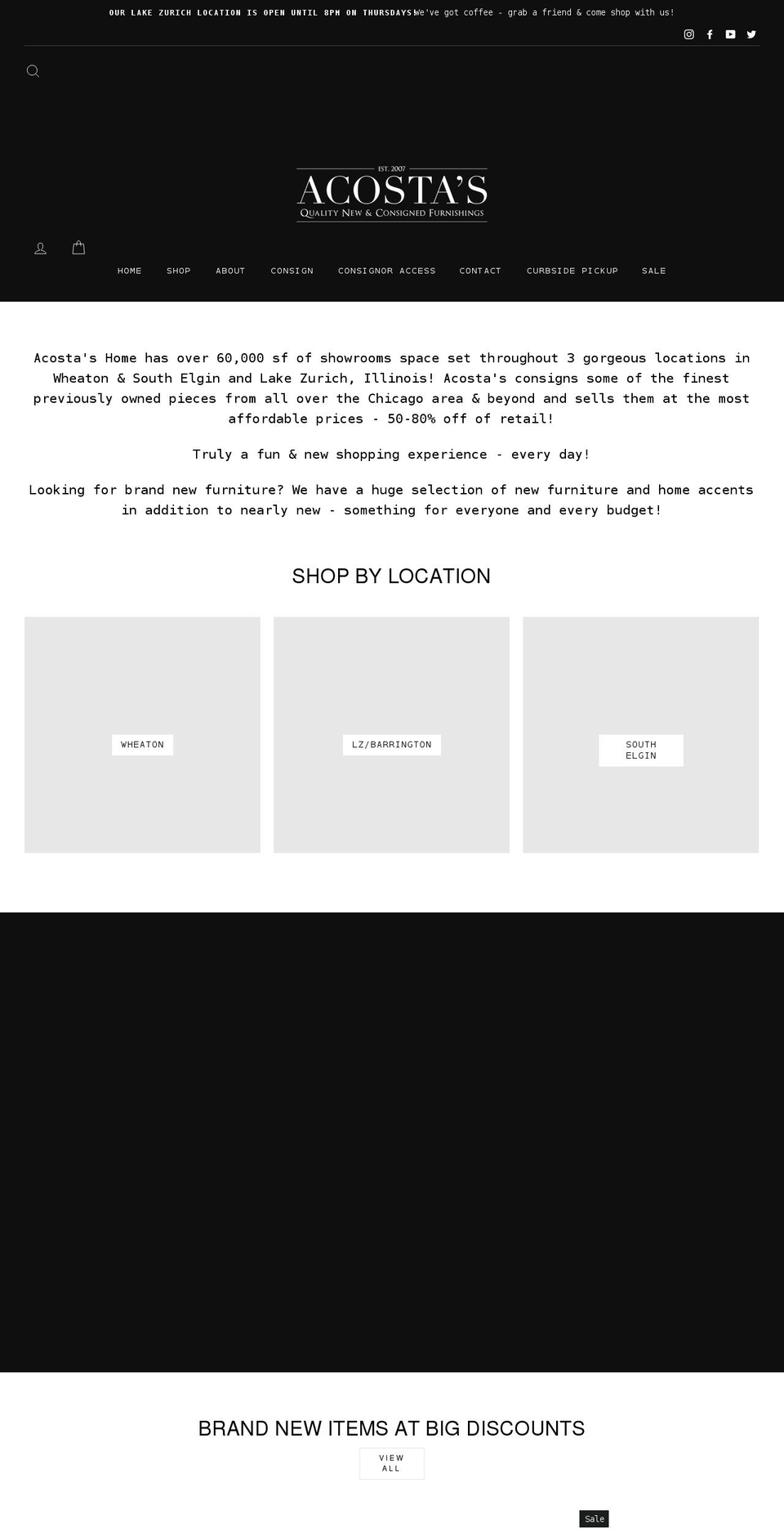 acostashome.com shopify website screenshot