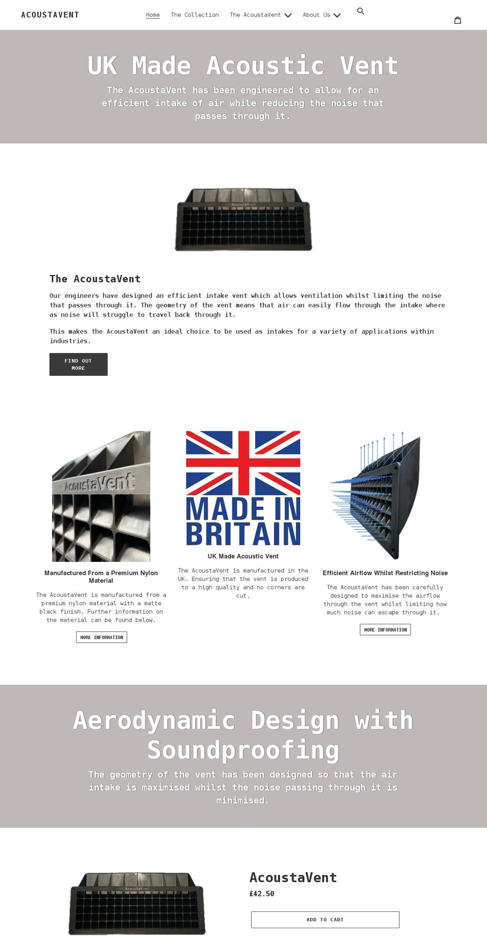 acoustavent.com shopify website screenshot