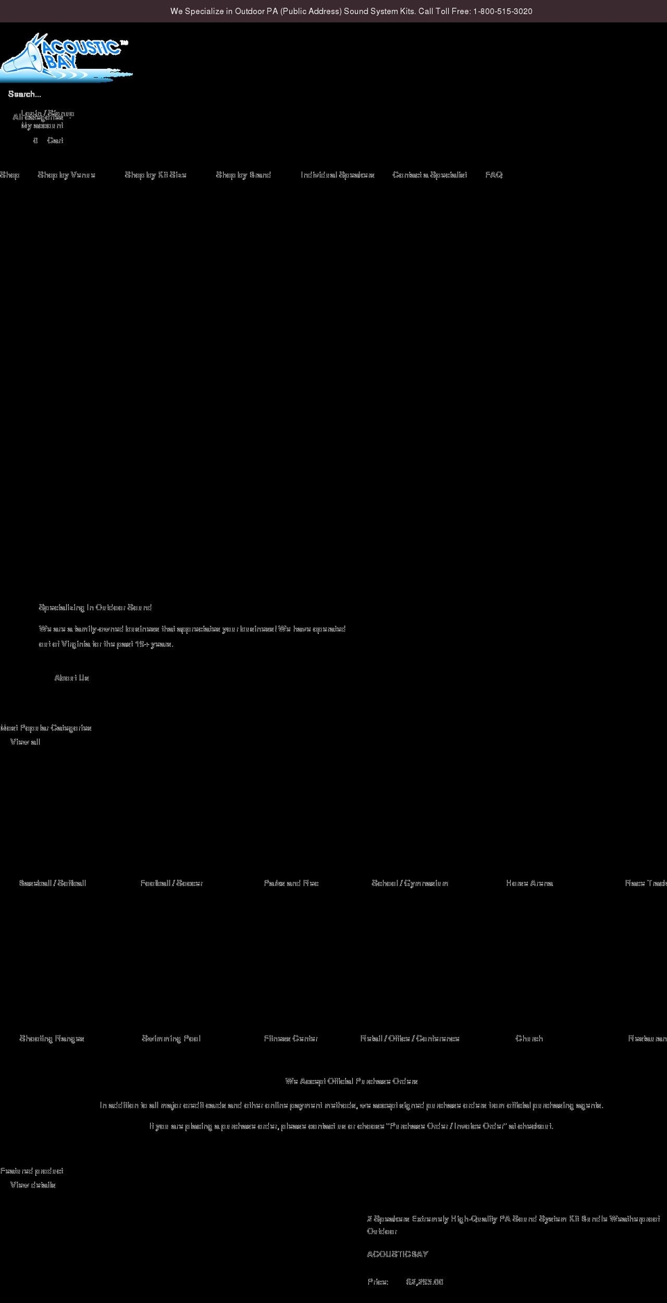 acousticbay.com shopify website screenshot