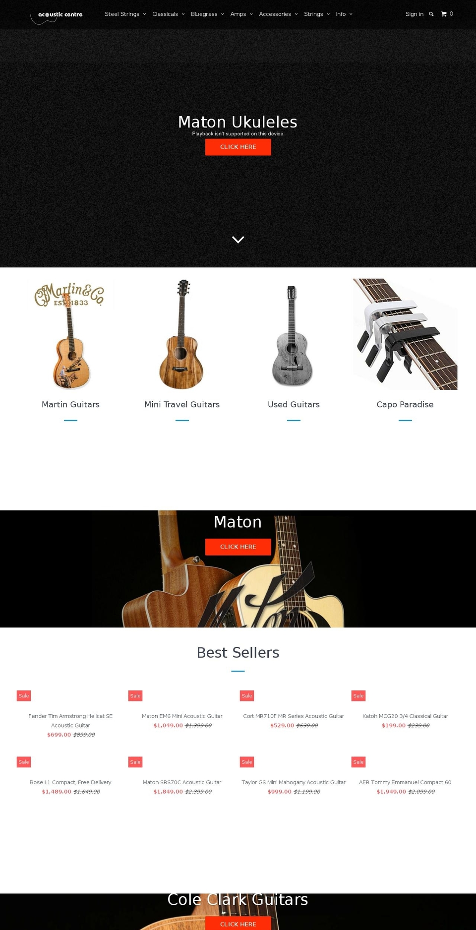 acousticcentre.com.au shopify website screenshot