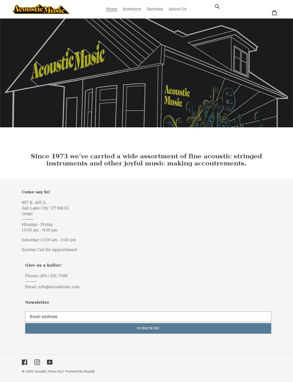 acousticslc.com shopify website screenshot