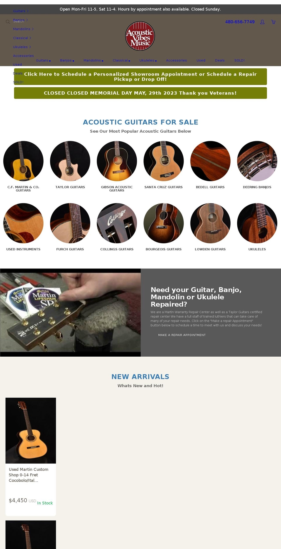 acousticvibesmusic.com shopify website screenshot