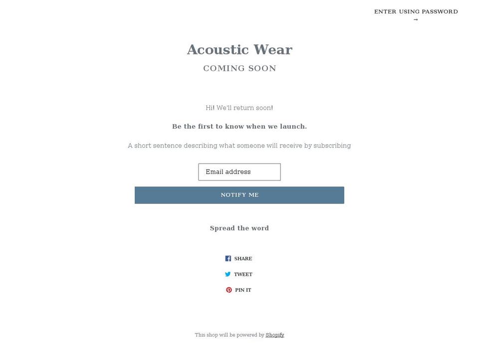 acousticwear.com shopify website screenshot