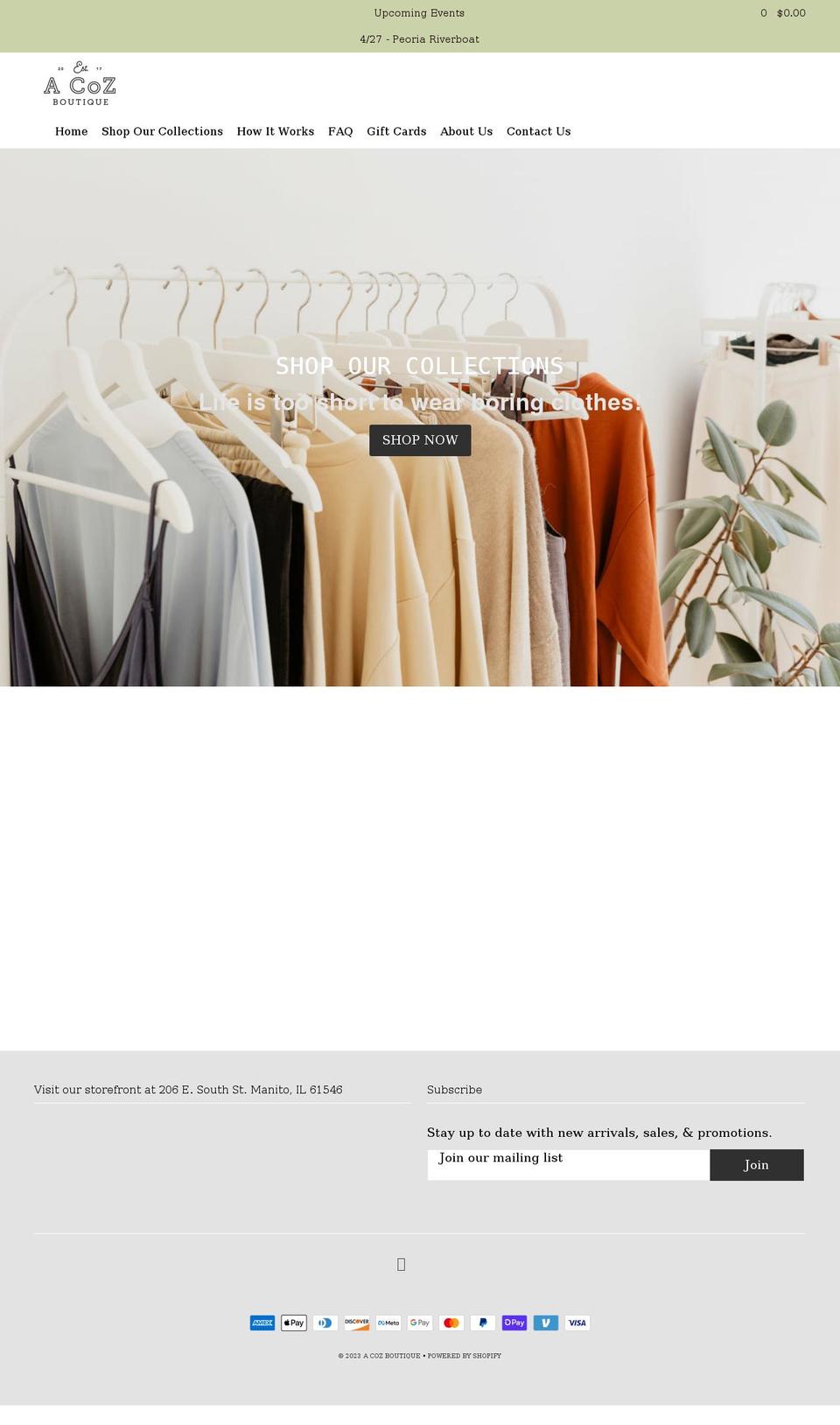 acoz2.com shopify website screenshot