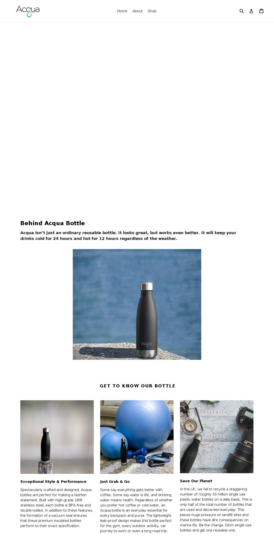 acquabottle.com — Shopify storefront screenshot