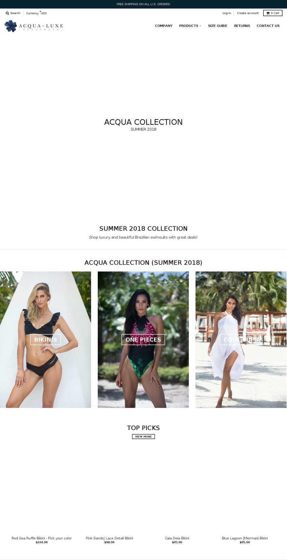 acquadeluxe.com shopify website screenshot