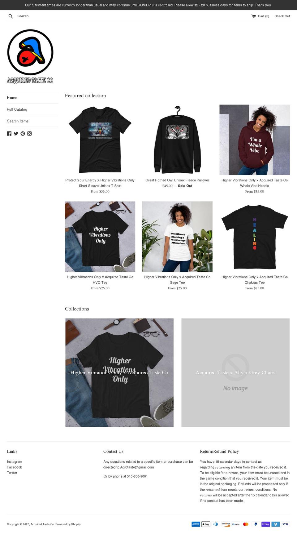 acquiredtasteco.com shopify website screenshot
