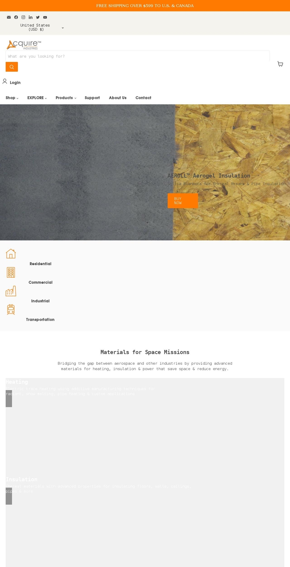 acquireindustries.myshopify.com shopify website screenshot