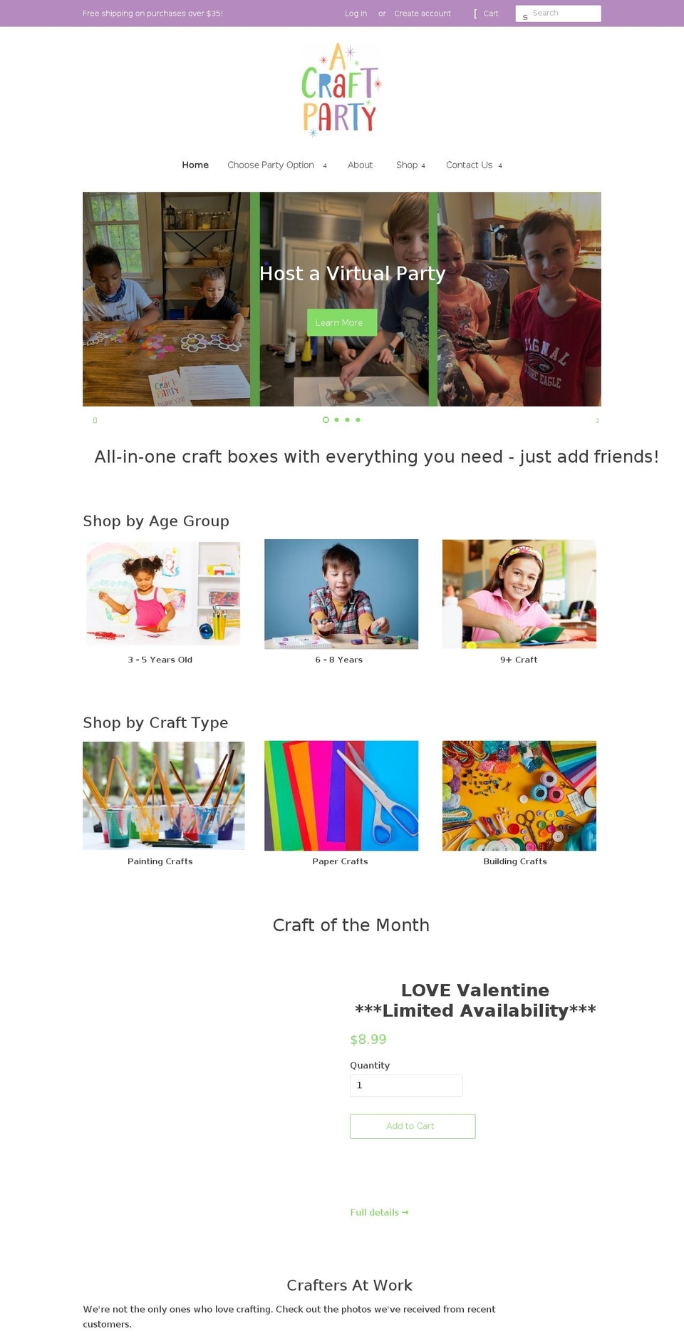 acraftparty.com shopify website screenshot