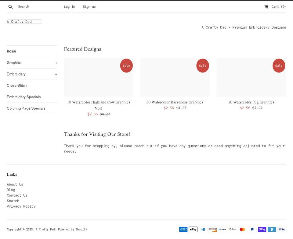 acraftydad.com shopify website screenshot
