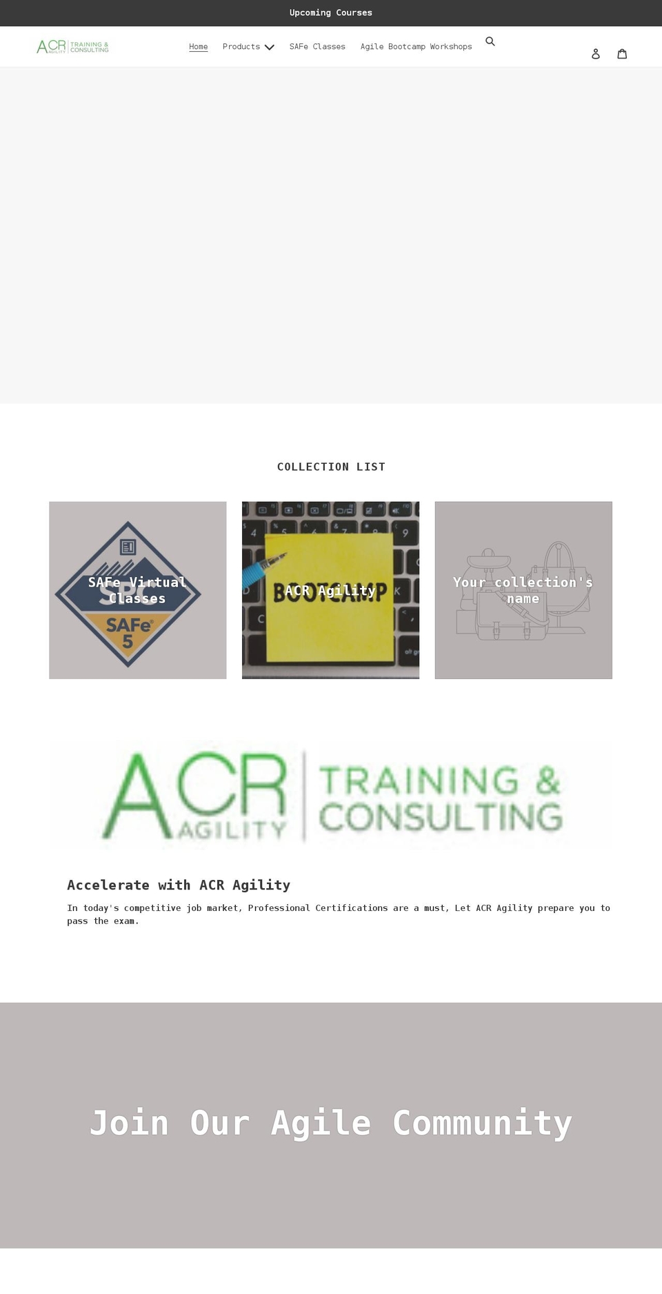 acragility.com shopify website screenshot