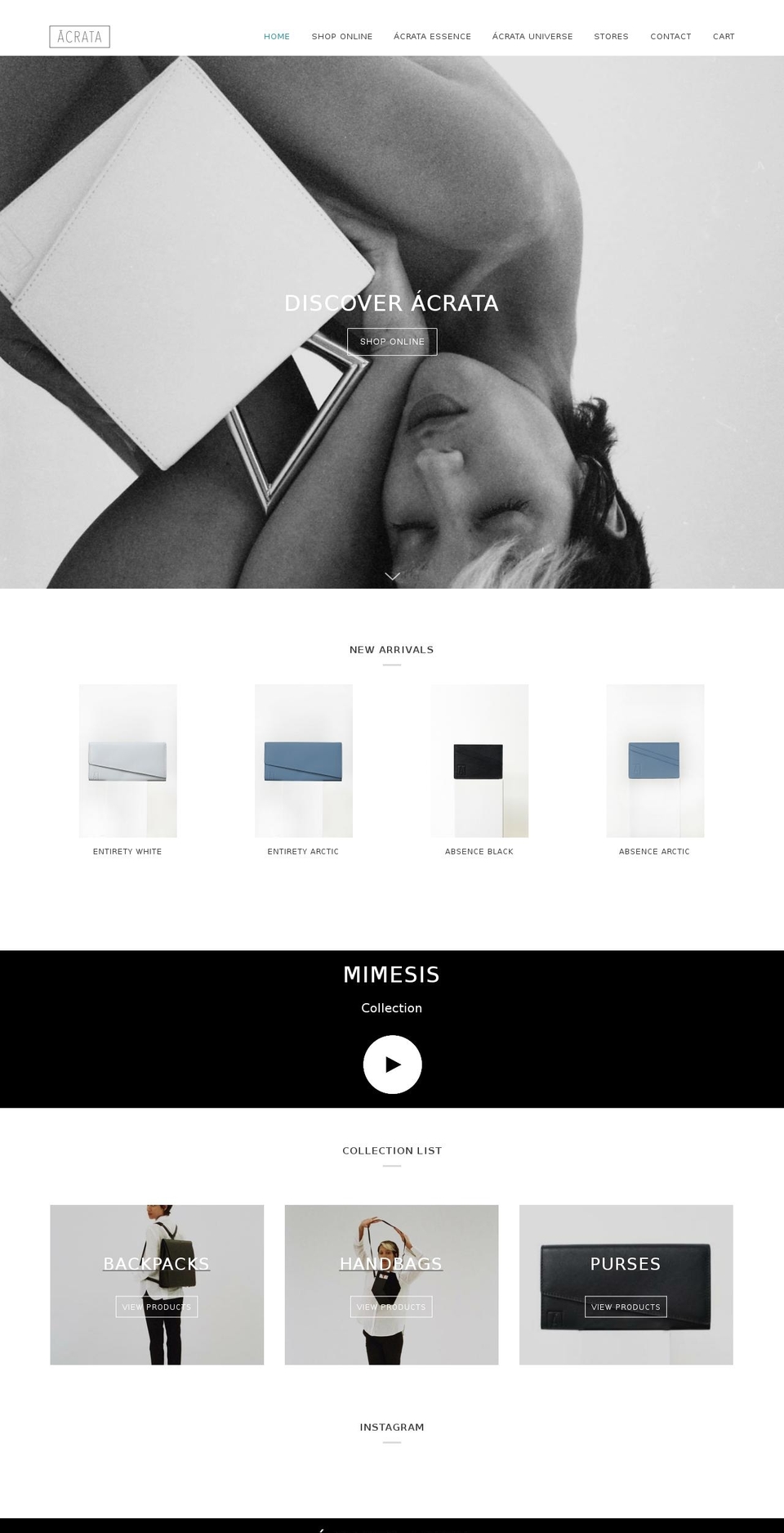 acrataofficial.com — Shopify storefront screenshot
