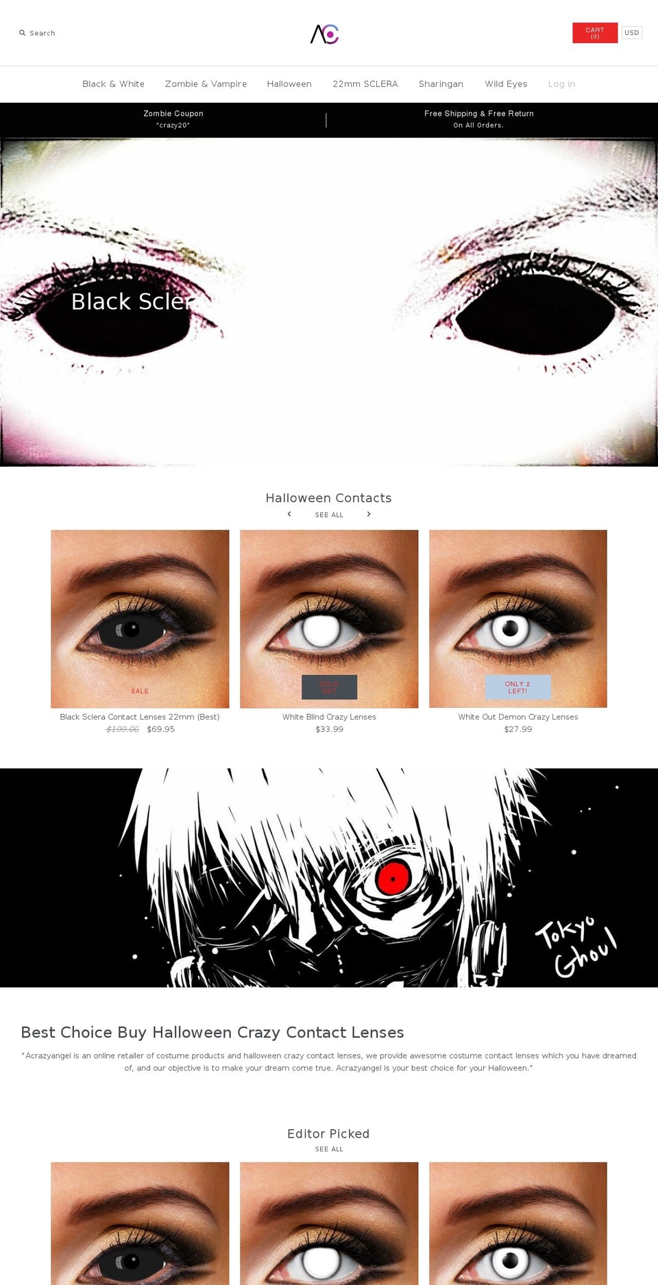 acrazyangel.com shopify website screenshot