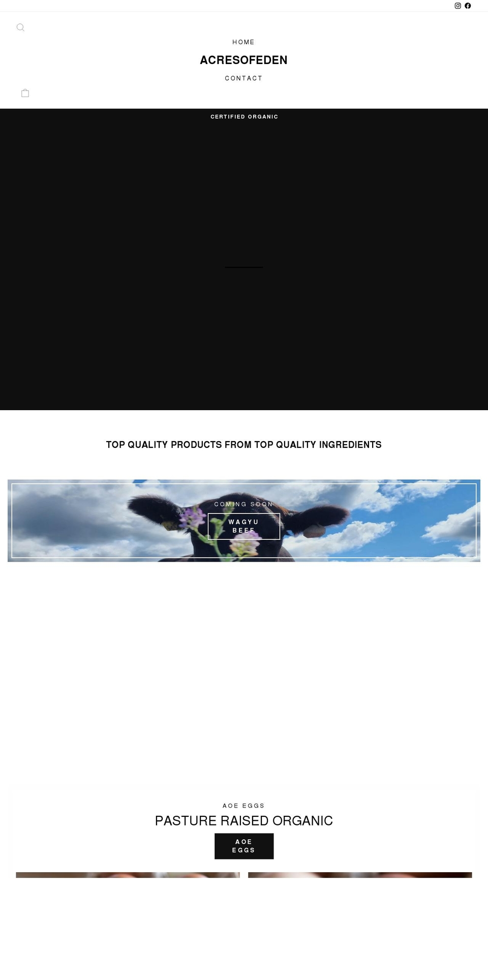 acresofeden.com shopify website screenshot