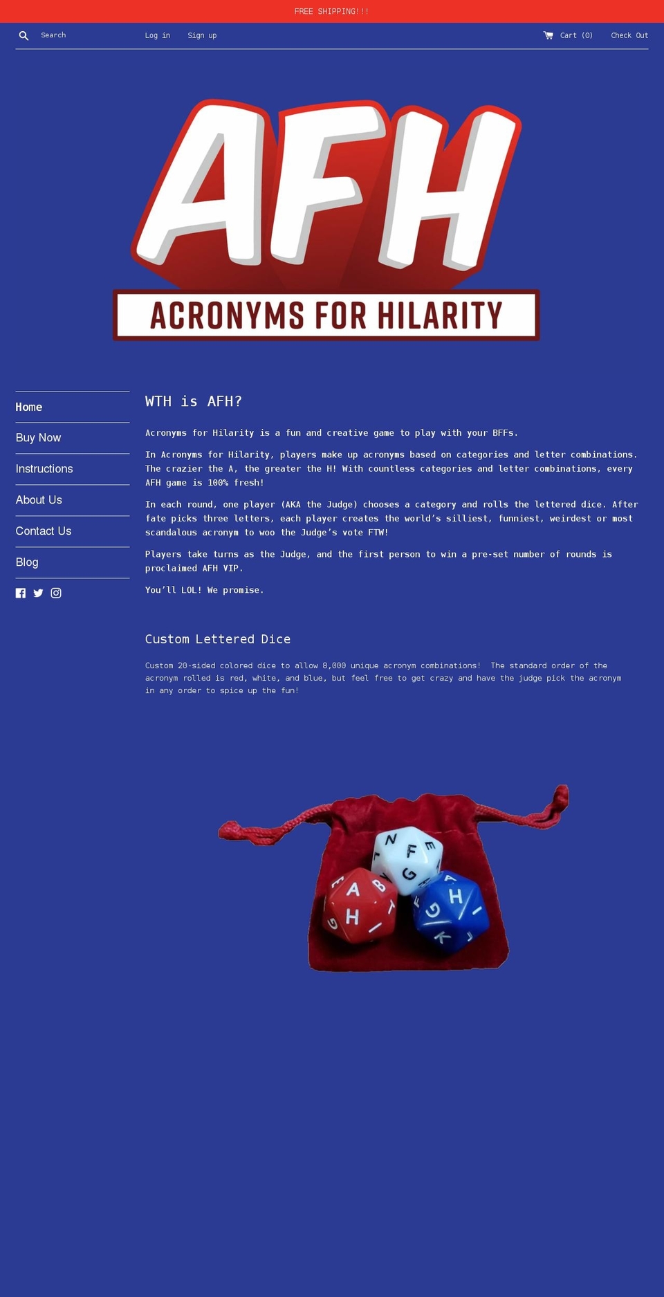acronymsforhilarity.com shopify website screenshot